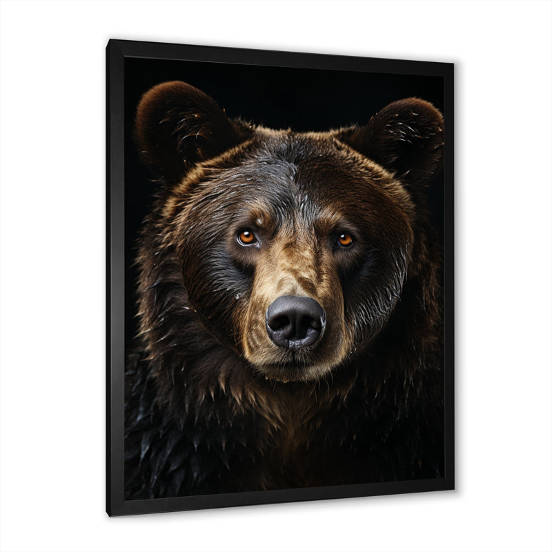 Layota Bear Majestic Selfy I - art mural encadré avec ours, H 20 po x l 12 po x P 1 po, Noir