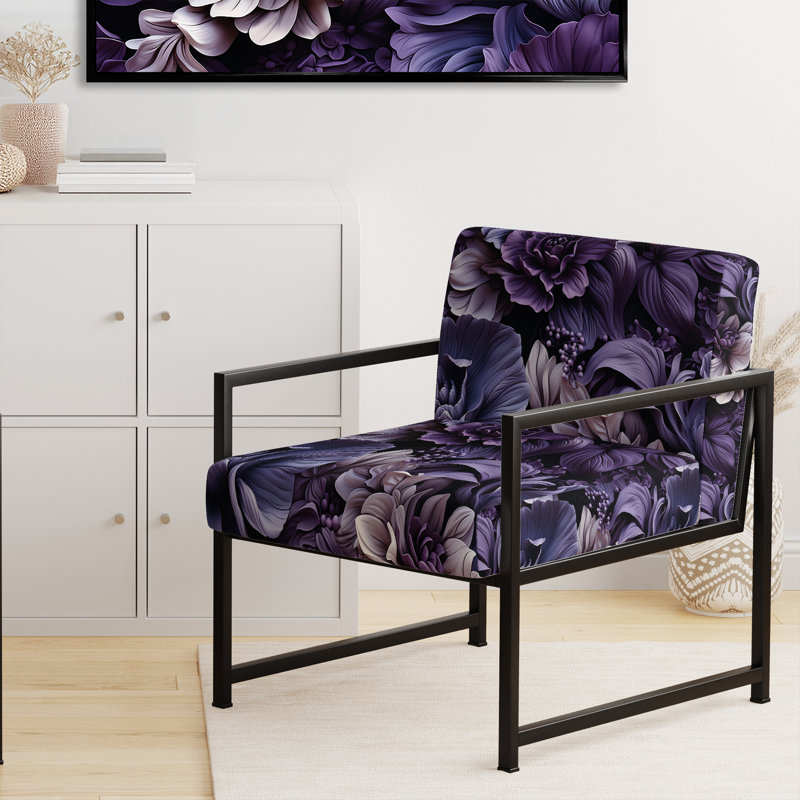 Chaise d'appoint rembourrée à motif floral Shadowed Elegance Moody, Noir
