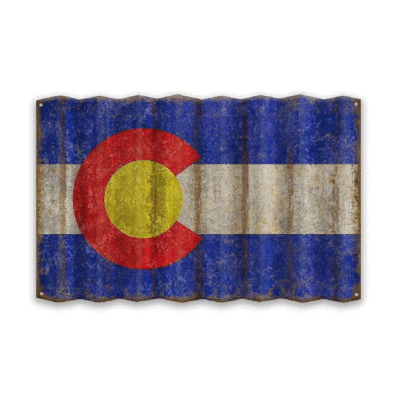 Décoration murale Retro State Pride: drapeau en aluminium vieilli, Colorado