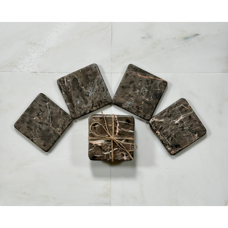 Sous-verres en marbre (ensemble de 4), Brun