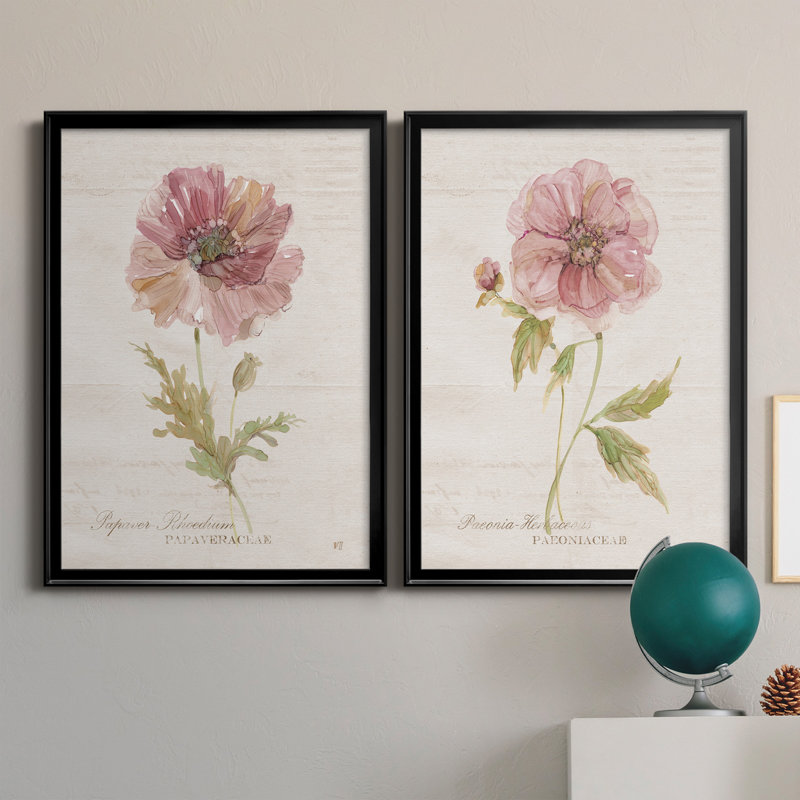 «Soft Poppy», ensemble de 2 reproductions d'art sur toiles, Toile avec cadre noir, H 26,5 po x l 73 po x P 1,5 po