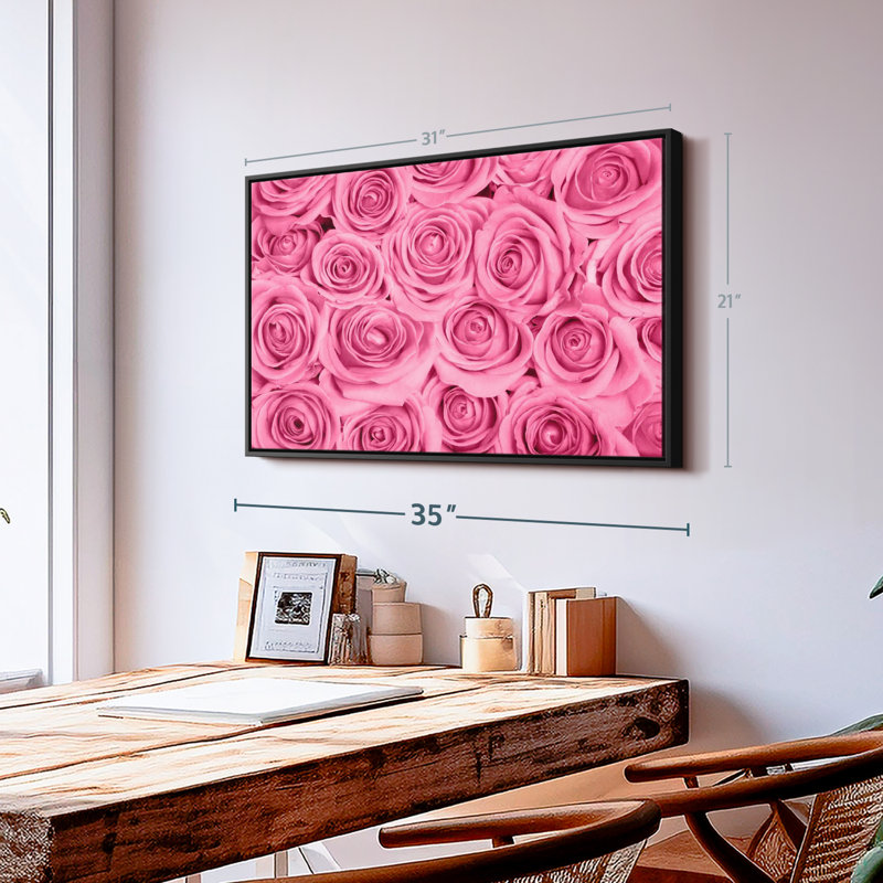 Floral et botanique «Fresh Pink Roses Wall Art», H 21 po x l 31 po