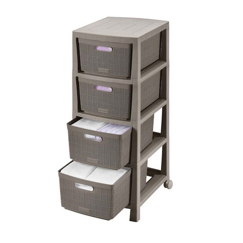 Moneeba 4 Drawer Storage Drawer, Mocha