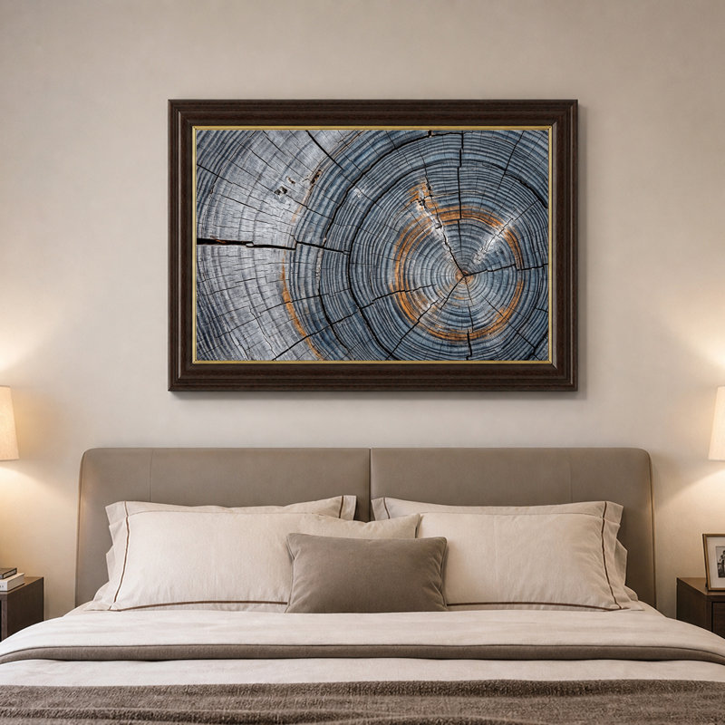 Art mural sur toile gris et orange, H 12 po x l 18 po