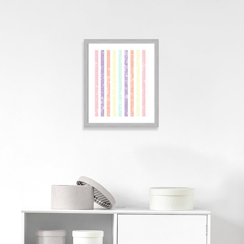 Adhésif décoratif Whimsical Stripe, H 26,5 po x l 22,5 po x P 0,625 po, Encadré plat argent