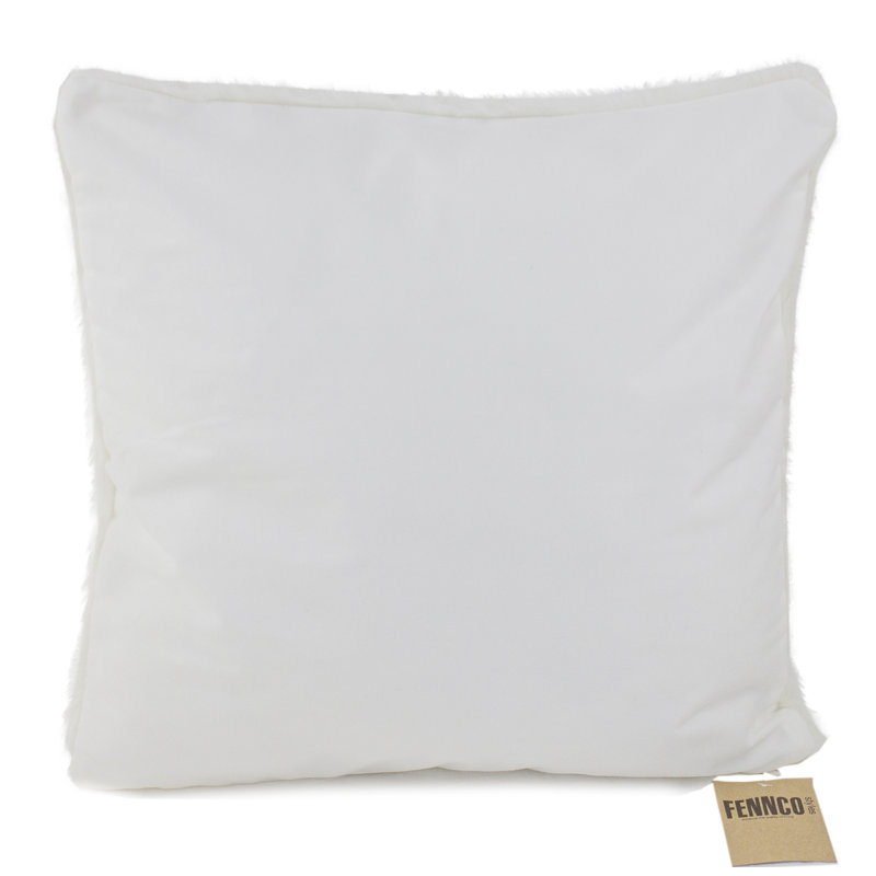 Housse de coussin Noël Noël en fausse fourrure blanche, Polyester/ Bourre en polyester
