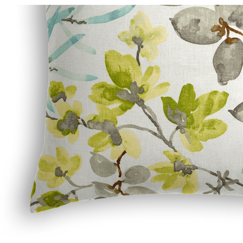 Awash In The Park Linen Square Pillow Cover & Insert, 24" x 24", Gray/Green/White