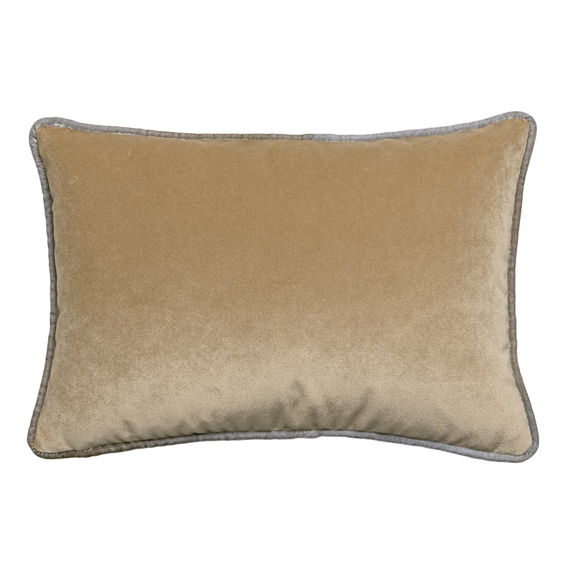 Velvet Pillow Cover & Insert, Nickel, Rectangle 14"H x 20"W