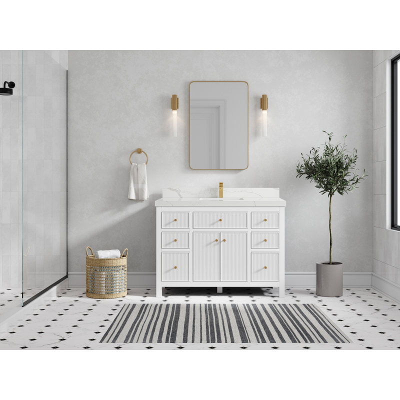 48'' Single Bathroom Vanity with Quartz Top, Calacatta Laza Quartz