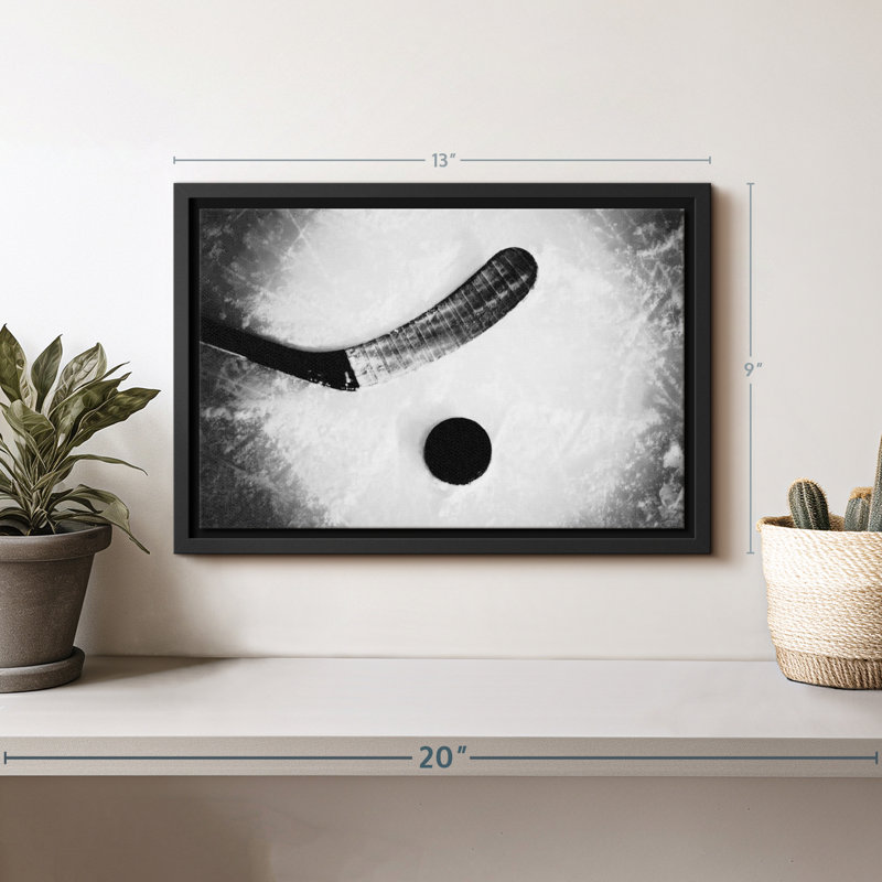 Impression sur toile monochrome hockey, H 9 po x l 13 po