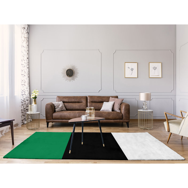 Tapis à rayures vert/noir, Rectangle 9 pi x 12 pi
