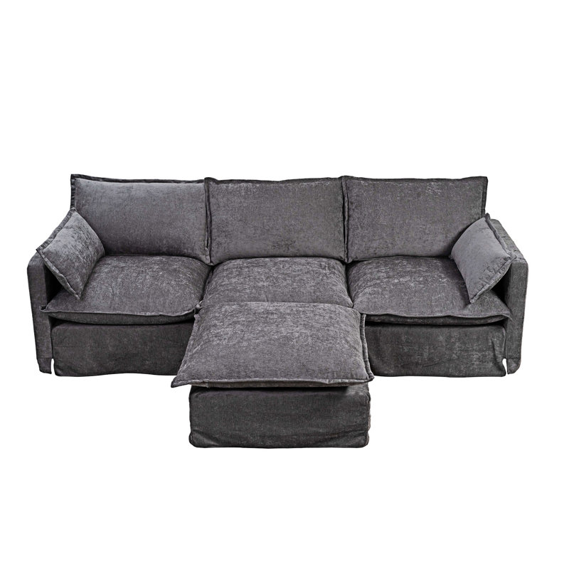 Modular Sectional Sofa Couch With Movable Ottoman
