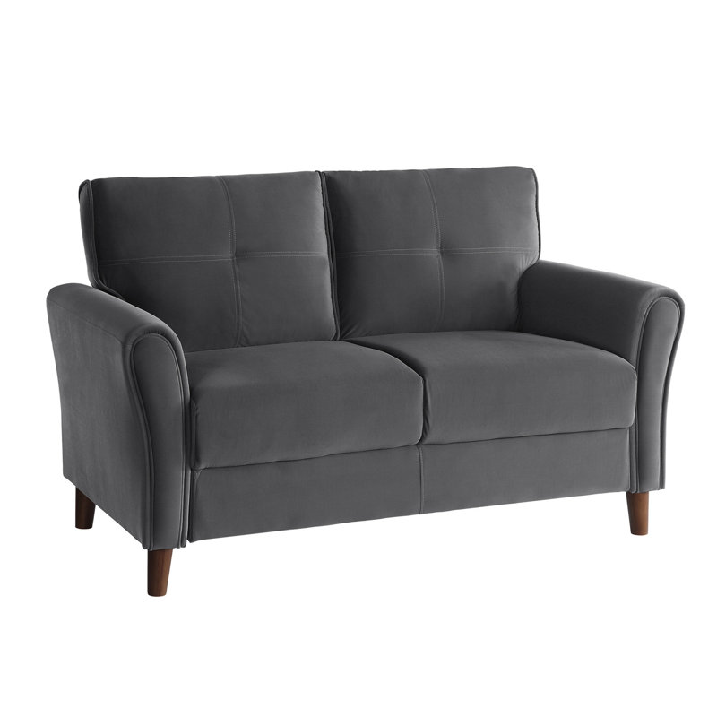 Cerracchio Modern & Contemporary Luxurious Velvet Fabric Upholstery with Stylish Tufted Cushion Detail, Gray Velvet, 2