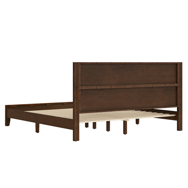 Dajon Solid Wood Platform Bed, Dark Walnut, King