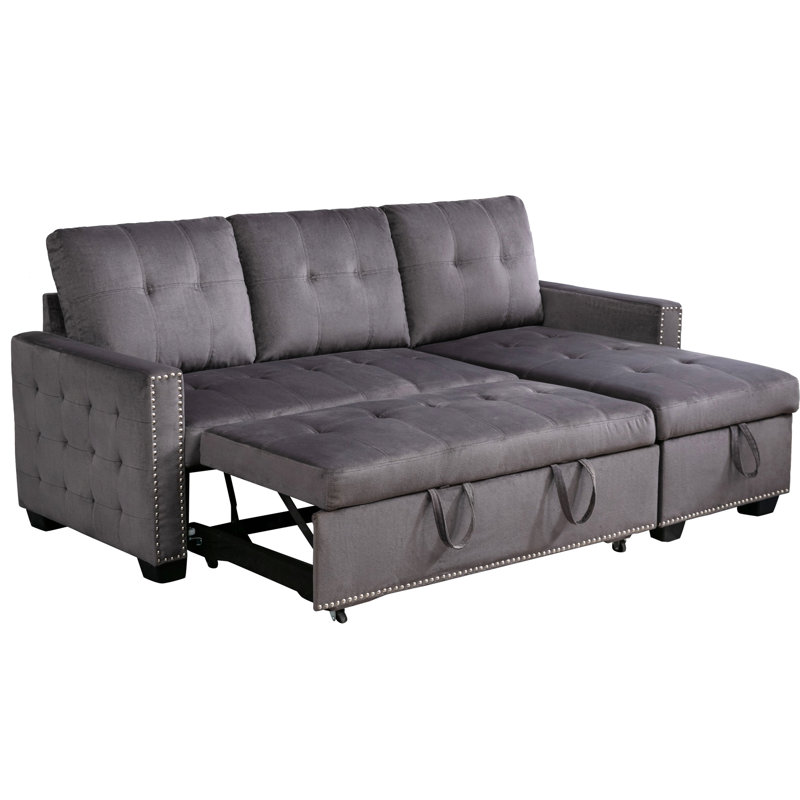 Canapé modulaire réversible en velours gris foncé 77 po