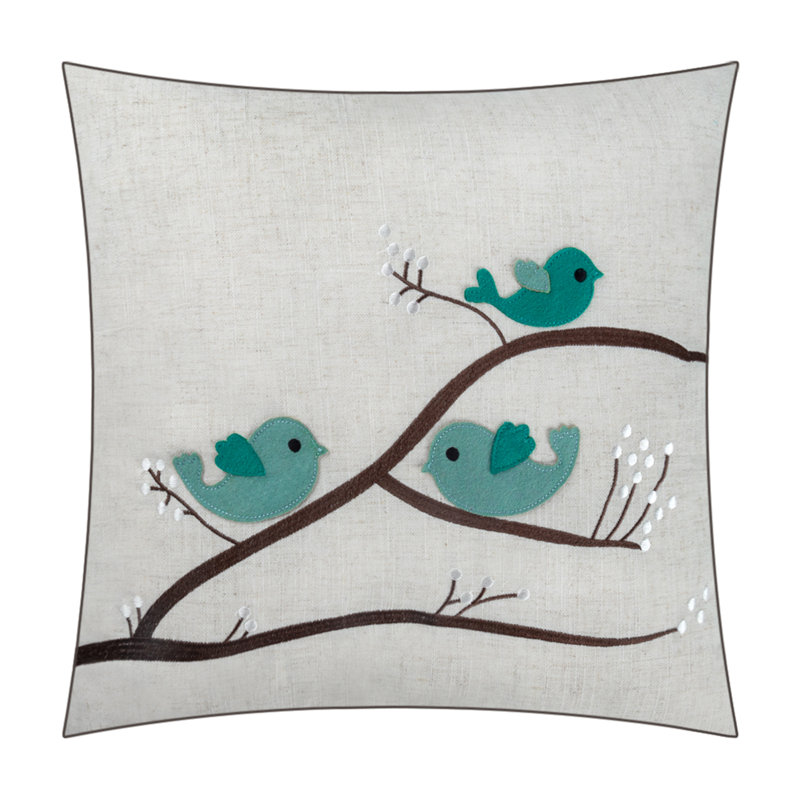 Appliqued Linen Reversible Pillow Cover