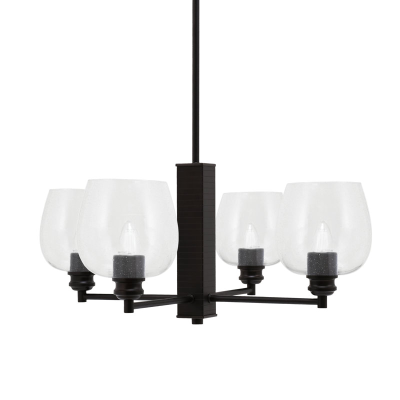 Edge 4 Light Chandelier Shown With 6" Bubble Glass, Espresso, Clear