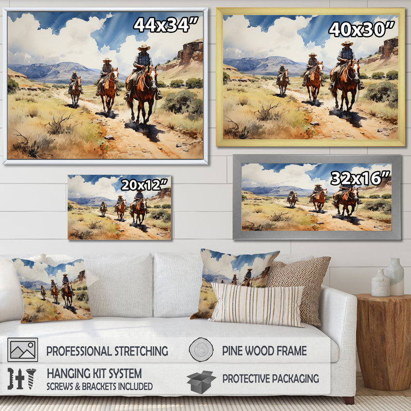 Keidenel " Cowboy Range Patrol ", Gold Single Picture Framed, 24" H x 32" W x 1" D