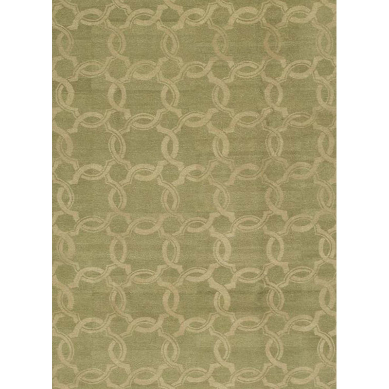 Tapis vert clair et vert clair noué à la main de haute qualité, Rectangle 8 pi 2 po x 10 pi 2 po