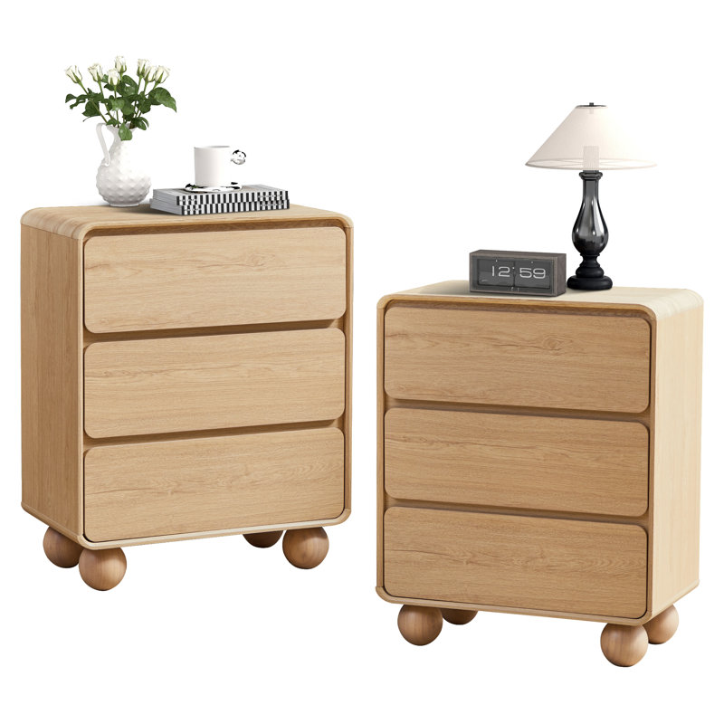 23.6''W 3-Drawer Nightstand, Natural