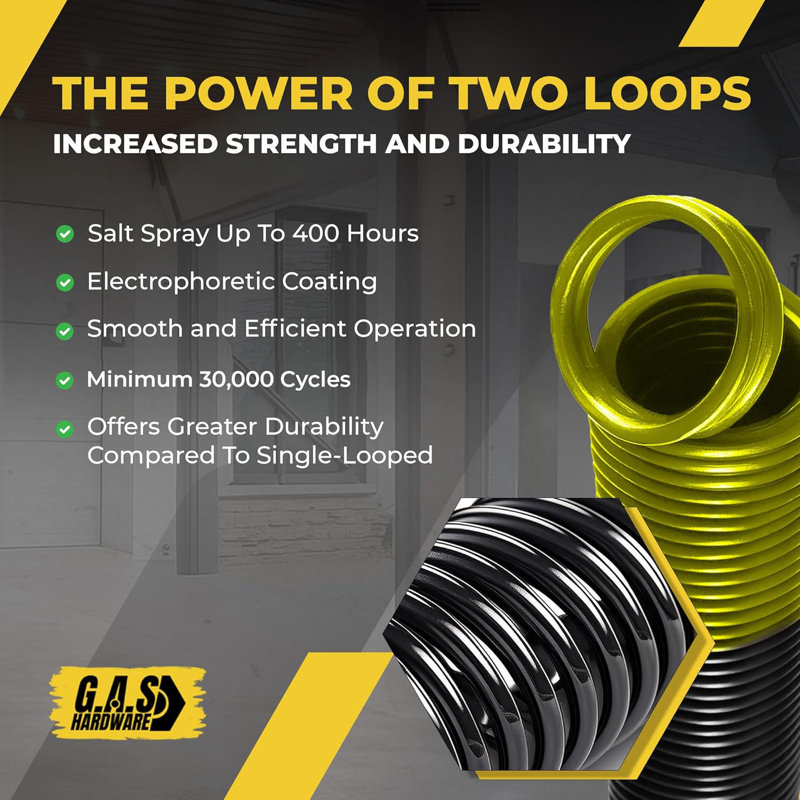 Heavy-Duty Double-Looped Garage Door Extension Spring - 130 Lb - Yellow, Yellow, 130 LB