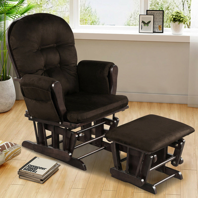 Fauteuil oscillant inclinable avec repose-pieds Boxwell Harriet Bee, Brun