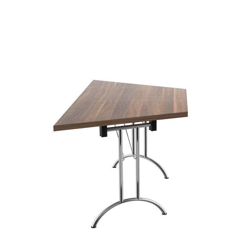 Buariki Trapezoid 3 Person 160cm L Modular Training Table, Dark Walnut, Silver