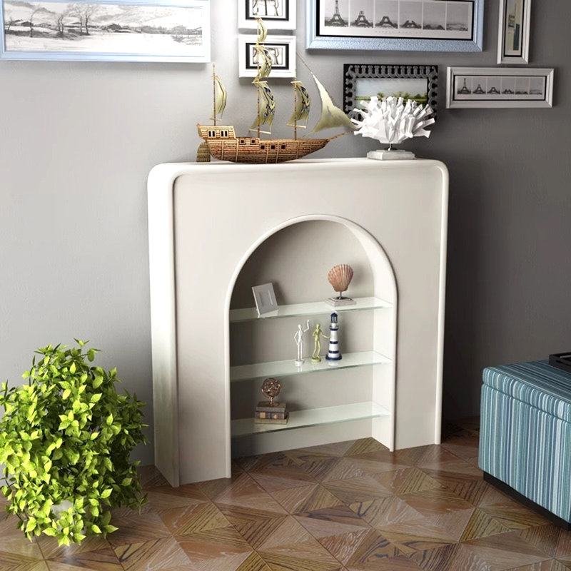 French-style glass fireplace cabinet, 43.31" H x 39.37" W x 7.87" D