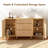 62'' Mid-Century Modern Curved Sideboard Buffet Cabinet with 3 Fluted Drawers and 2 Doors-117793388