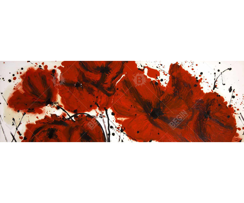 «Abstract Red Flowers Field» sur toile