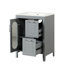 Meuble-lavabo moderne de 24 po en bois massif gris avec lavabo à deux tiroirs, tablette de rangement réglable et base 24 po