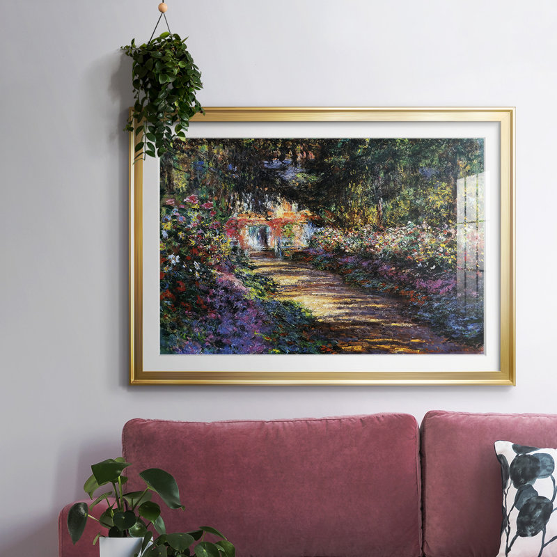Sentier dans le jardin de Monet à Giverny, 1901, reproduction d'art sur papier, Or, H 15 po x l 21 po x P 1,5 po