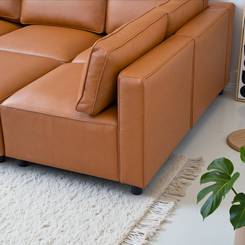 Drua 6-Piece Leather Modular Sectional Sofa