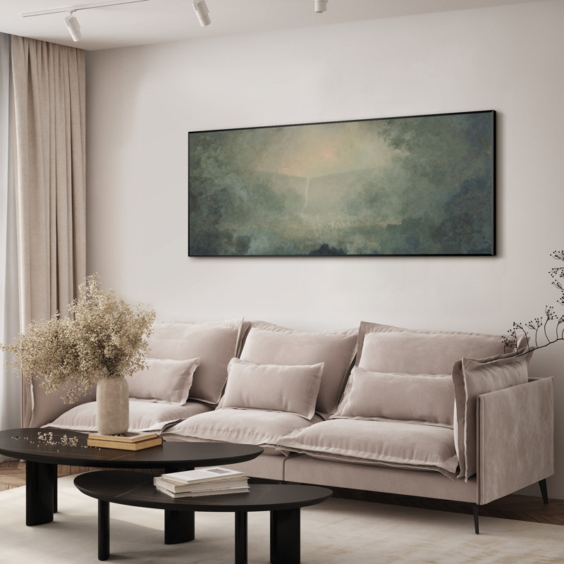 Très grande reproduction d'art sur toile - Cascade dans la forêt brumeuse, nature onirique, espaces tranquilles, décoration pour le salon ou la chambre à coucher - «Assemblage requis du cadre (cadre non fini)»