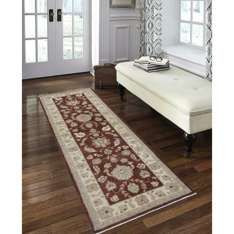 Tapis de couloir gris / brun en laine noué à la main de style oriental 2 pi 8 po x 8 pi 7 po Grigori