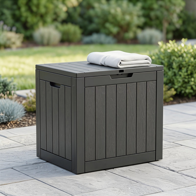 Boîte de rangement en résine verrouillable 30 gallons, rangement extérieur résistant à l'eau pour patio et jardin, Noir