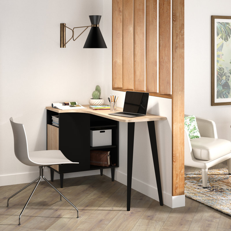 Brianne L-Shaped Secretary Desk, Black
