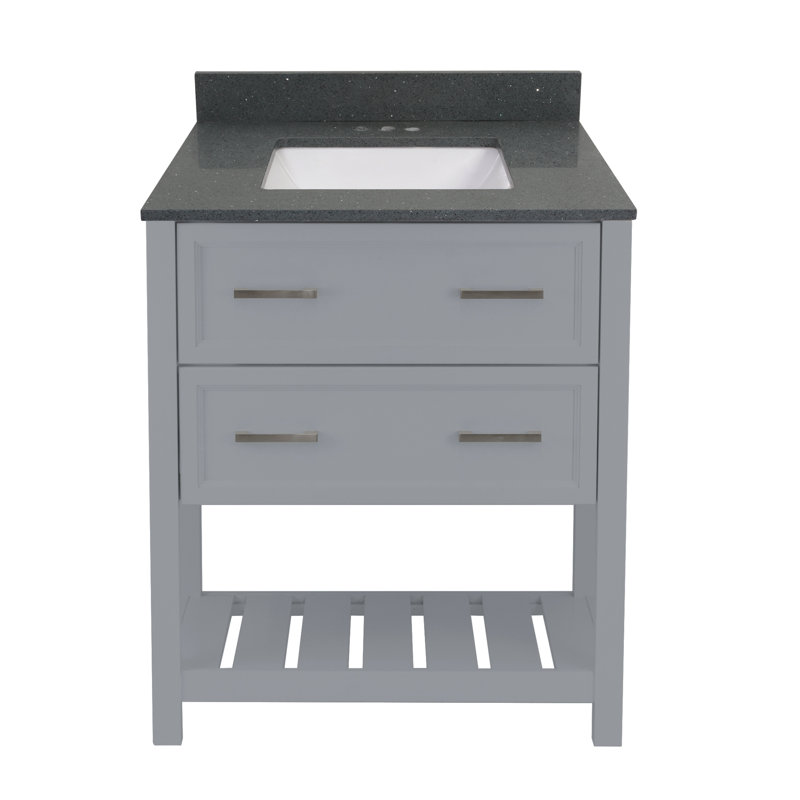 Ensemble de meuble-lavabo simple 31 po aguallo, Noir Calacatta, gris
