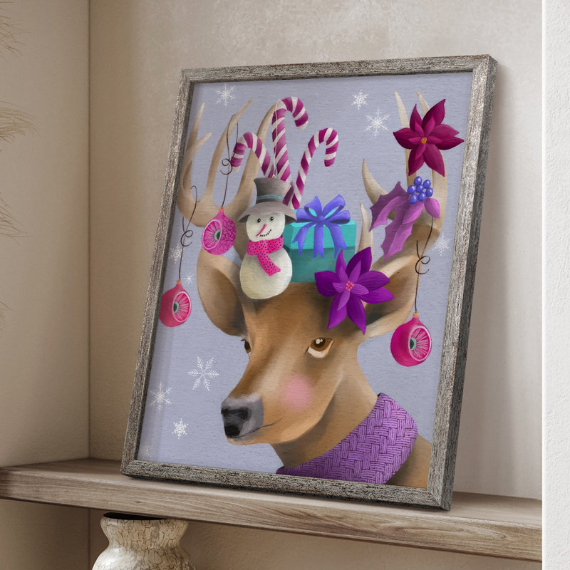 «Christmas Friends II», reproduction encadrée - bois massif, H 11 po x l 9 po