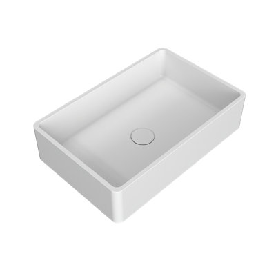 19.68'' Concrete Vessel Rectangular Modern White Bathroom Sink