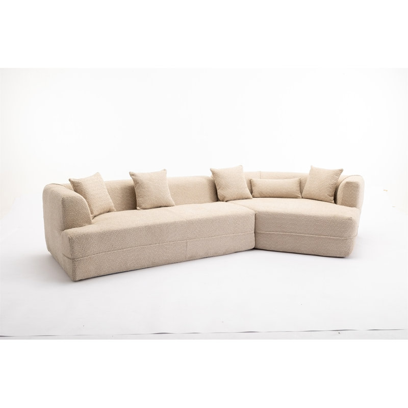 Elijus Upholstered Sectional, Light Brown Fabric