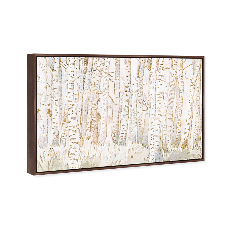 Oliver Gal Aspen Trees Lanscape - Heavy Gel Top Coat Framed Canvas Art, Brown, 37" H x 55" W