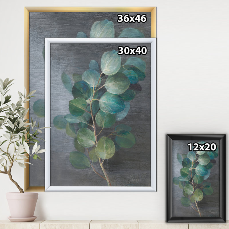 «Fresh Leaves I», reproduction d'art sur toile, H 20 po x l 12 po x P 1po, Cadre noir