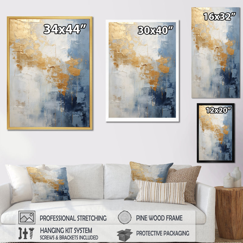 «Beige and Gold Simple Winter Landscape I», reproduction d'art sur toile, Toile tendue, H 44 po x l 34 po x P 1,5 po