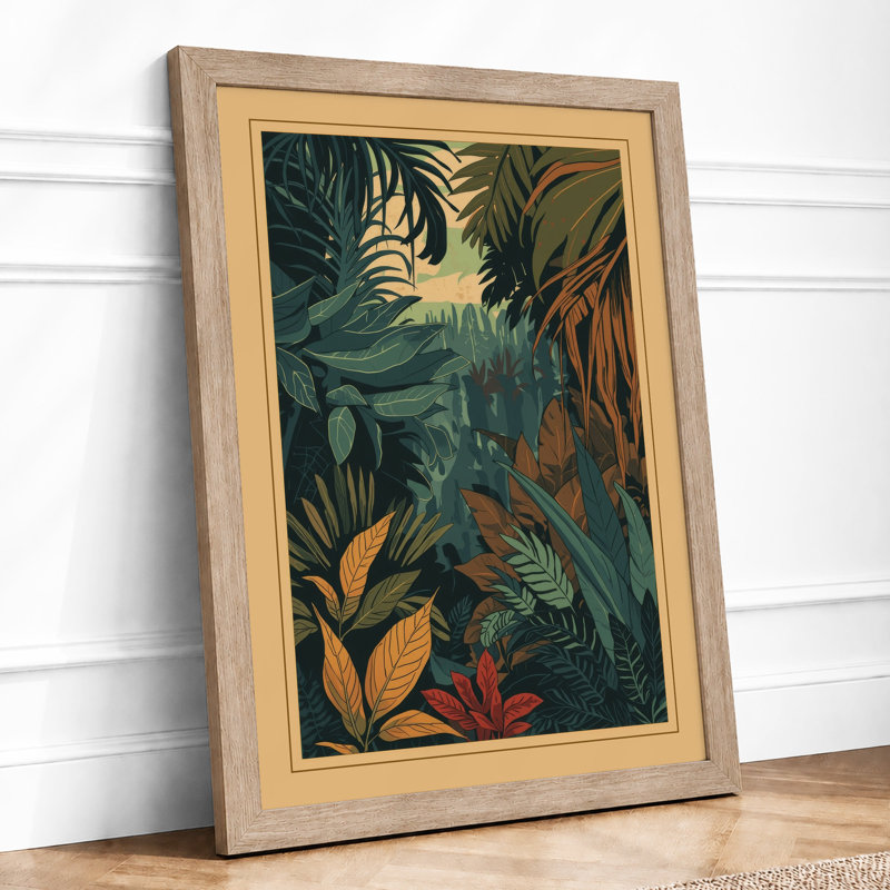Jungle Canopy Tropical - Framed Print, A4 - 29.7 x 21.0 cm, Oak