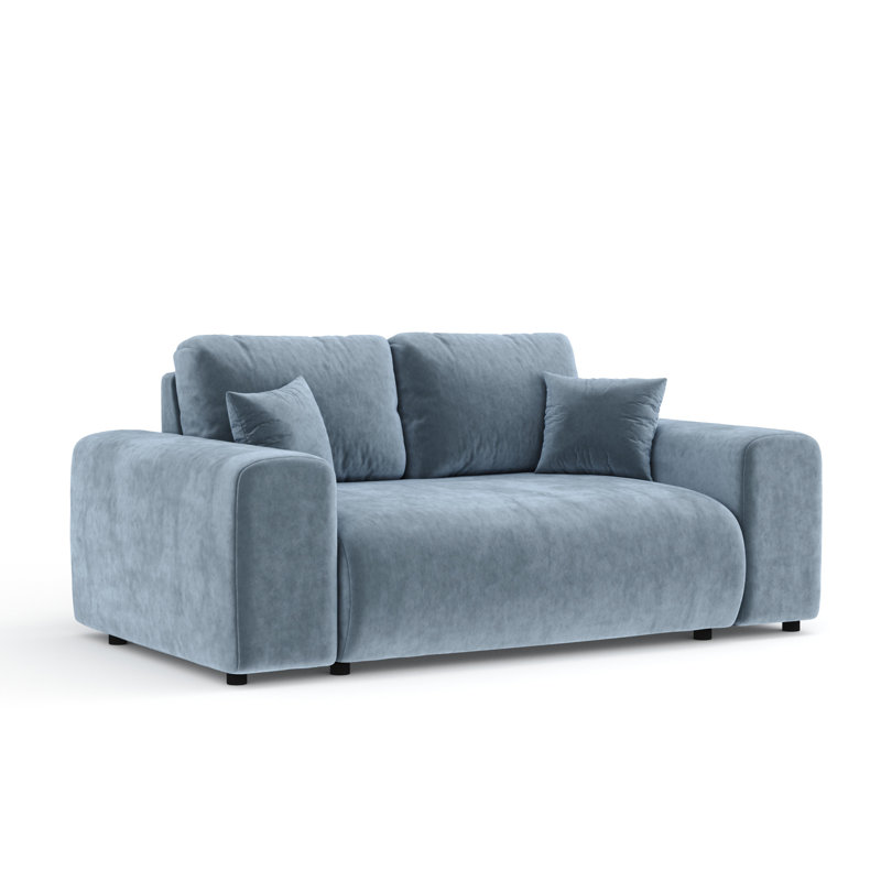Two-seater square arms loveseat sofa, Blue