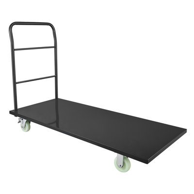 Camion plateforme robuste, capacité de 2 000 lb, chariot industriel à plat en acier avec roues pivotantes et poignée, chariot plateforme à poussoir manuel, rangement facile, pour le transport des bagages, 60 x 27,6 x 42,9 po