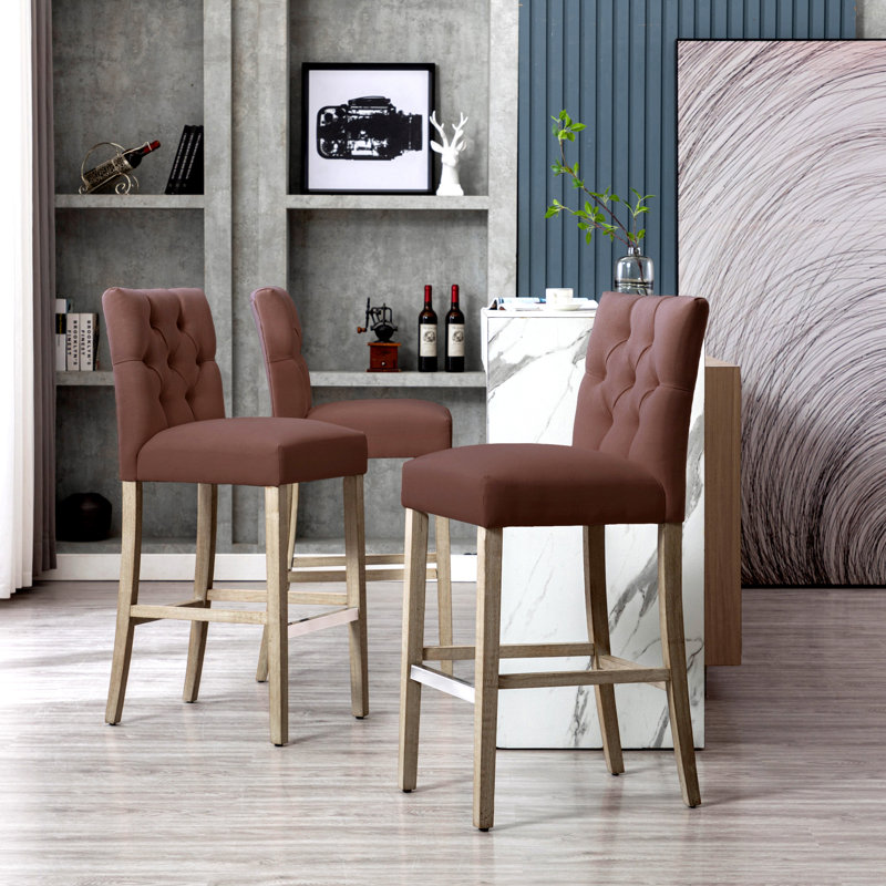 Tabouret de bar et de comptoir Wren (ensemble de 3), Brun, Tabouret de comptoir (siège d’une hauteur de 24