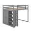 Lit mezzanine double en bois avec garde-robe intégré, tablettes et éclairage à DEL-1749410975