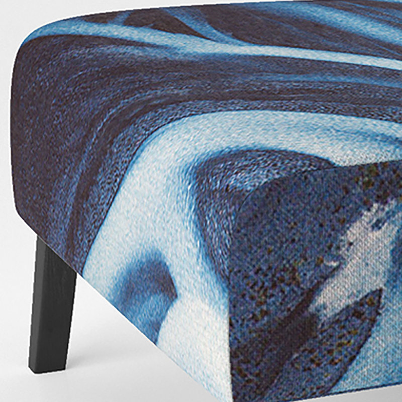 Brechta Vibrant Curve Design II - Velvet Upholstered Modern Slipper Chair, Dark Blue/Light Blue